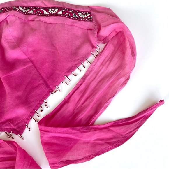 Le Chateu Tie-up Beaded Bandeau Crop Top - Picture 7 of 17